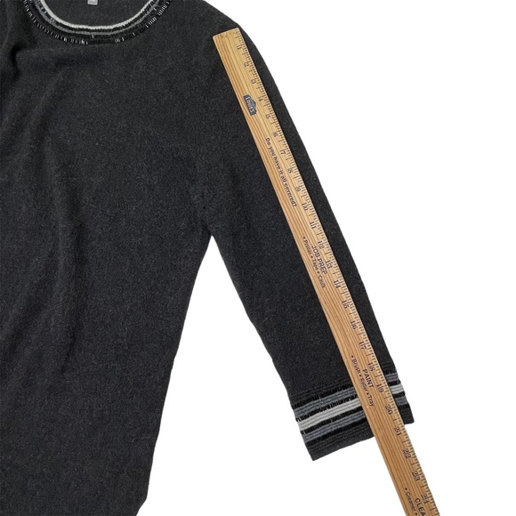 Neiman Marcus Charcoal Grey Beaded Cashmere Tunic Sweater Size Large - Picture 10 of 11